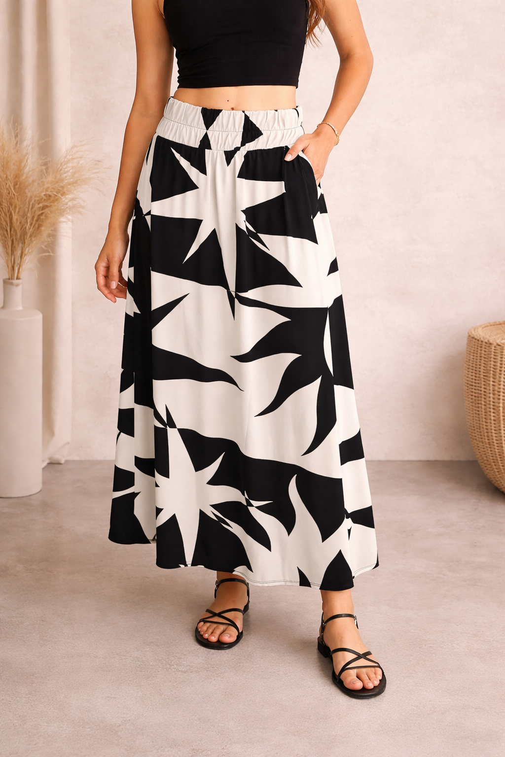 saia midi estampa de folhas saia midi estampa de folhas