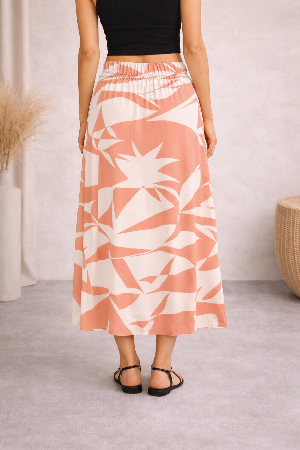 saia midi estampa de folhas saia midi estampa de folhas