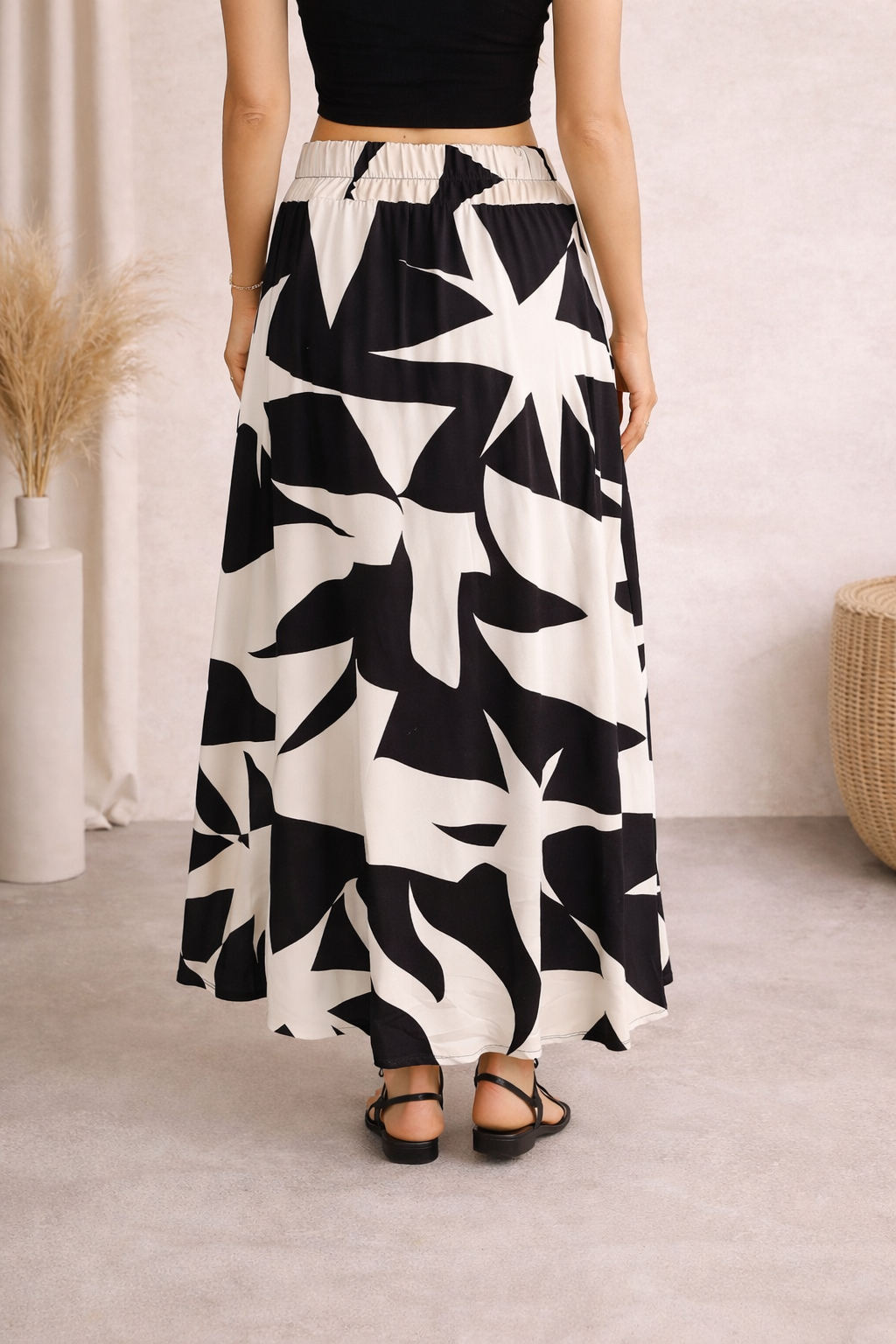 saia midi estampa de folhas saia midi estampa de folhas