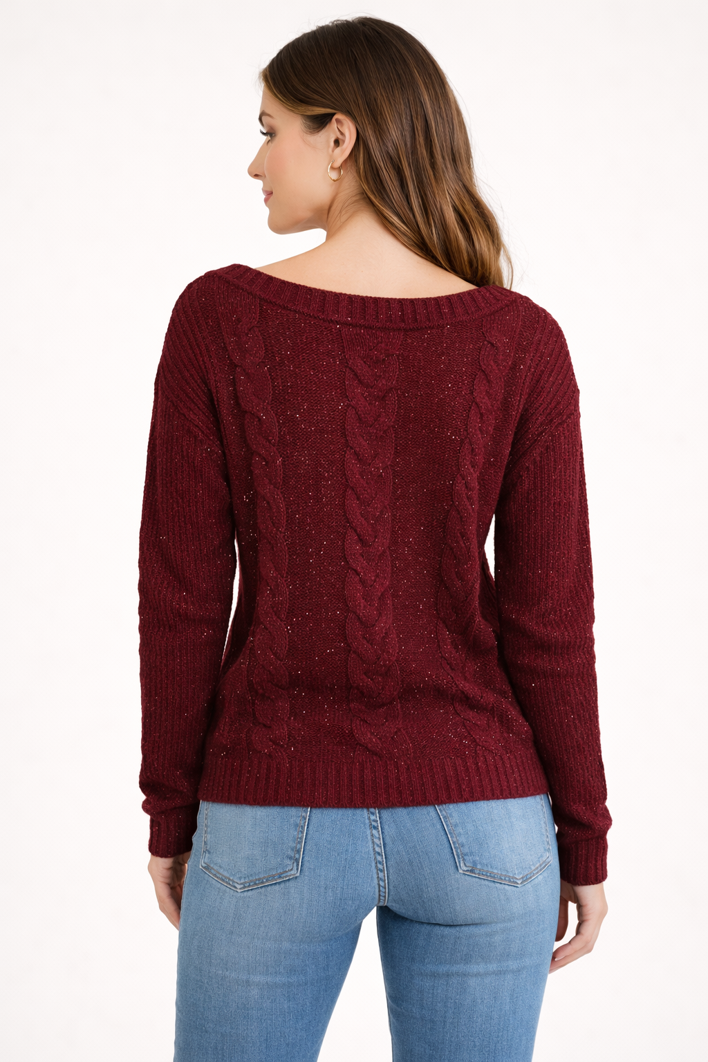 blusa feminina de tricô trançado bordô blusa feminina de tricô trançado bordô