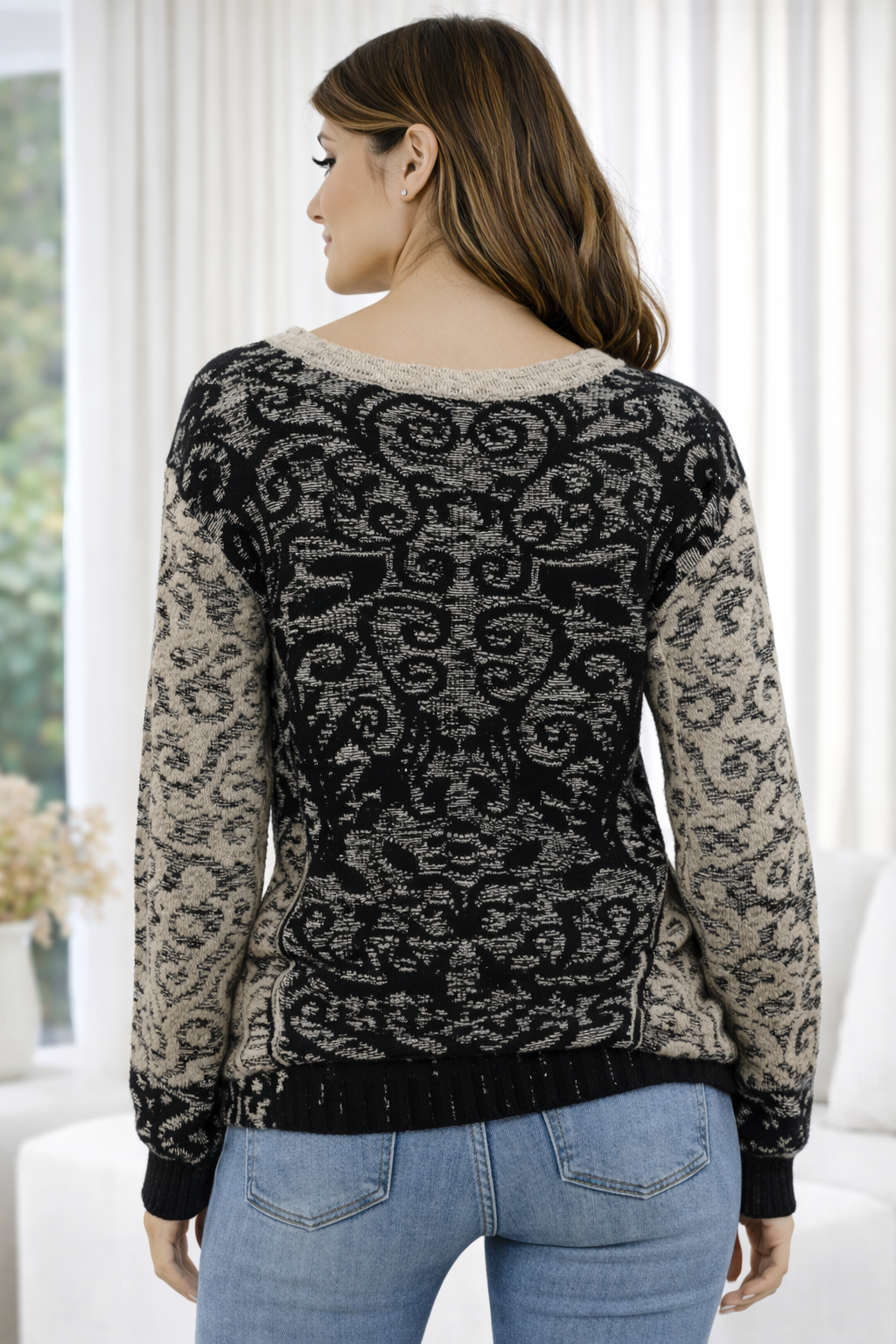 blusa de tricô jacquard blusa de tricô jacquard