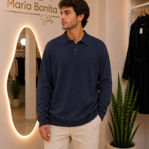 Home suéter masculino gola polo tricot