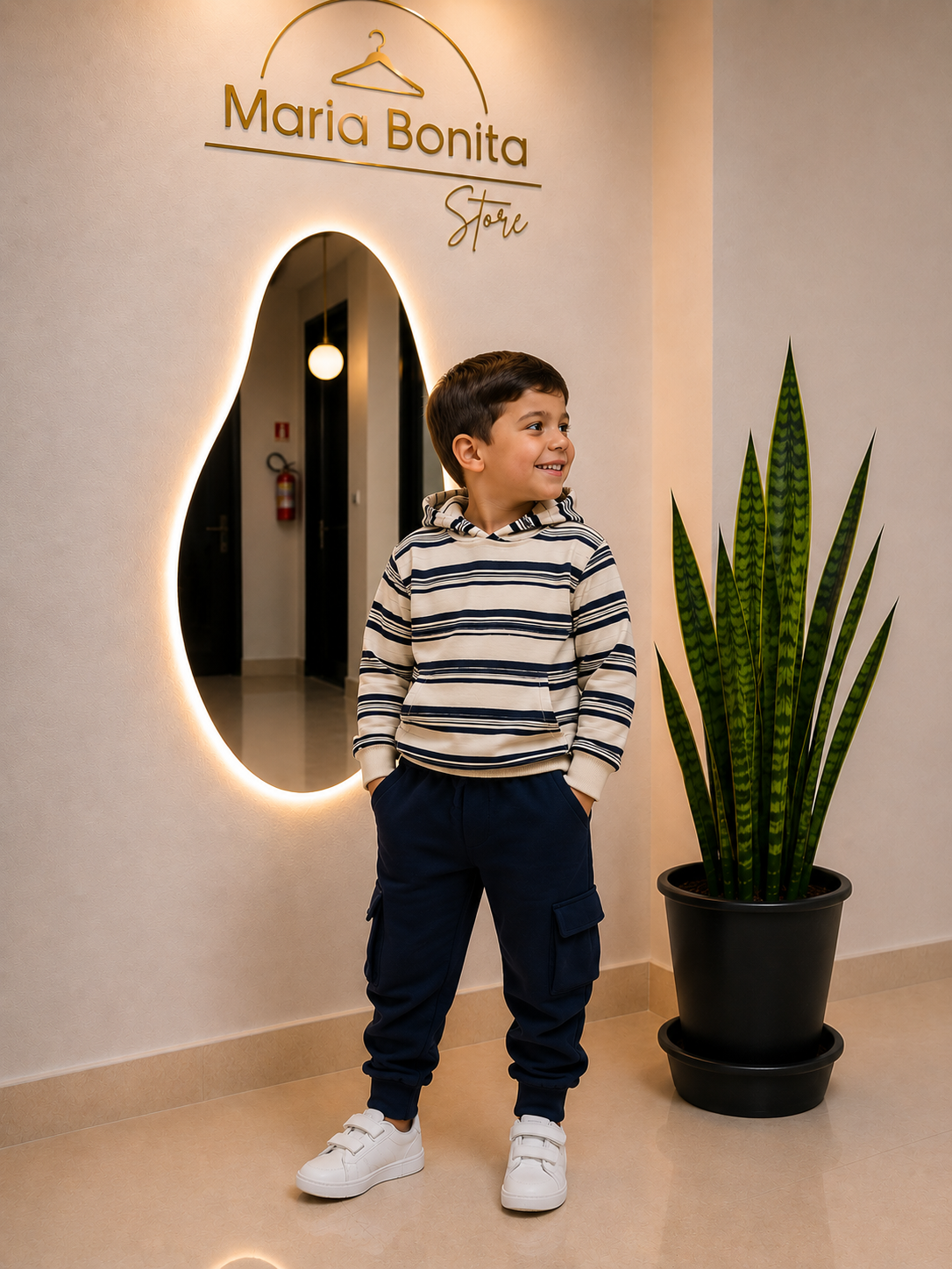 conjunto infantil moletom listrado com calça cargo conjunto infantil moletom listrado com calça cargo