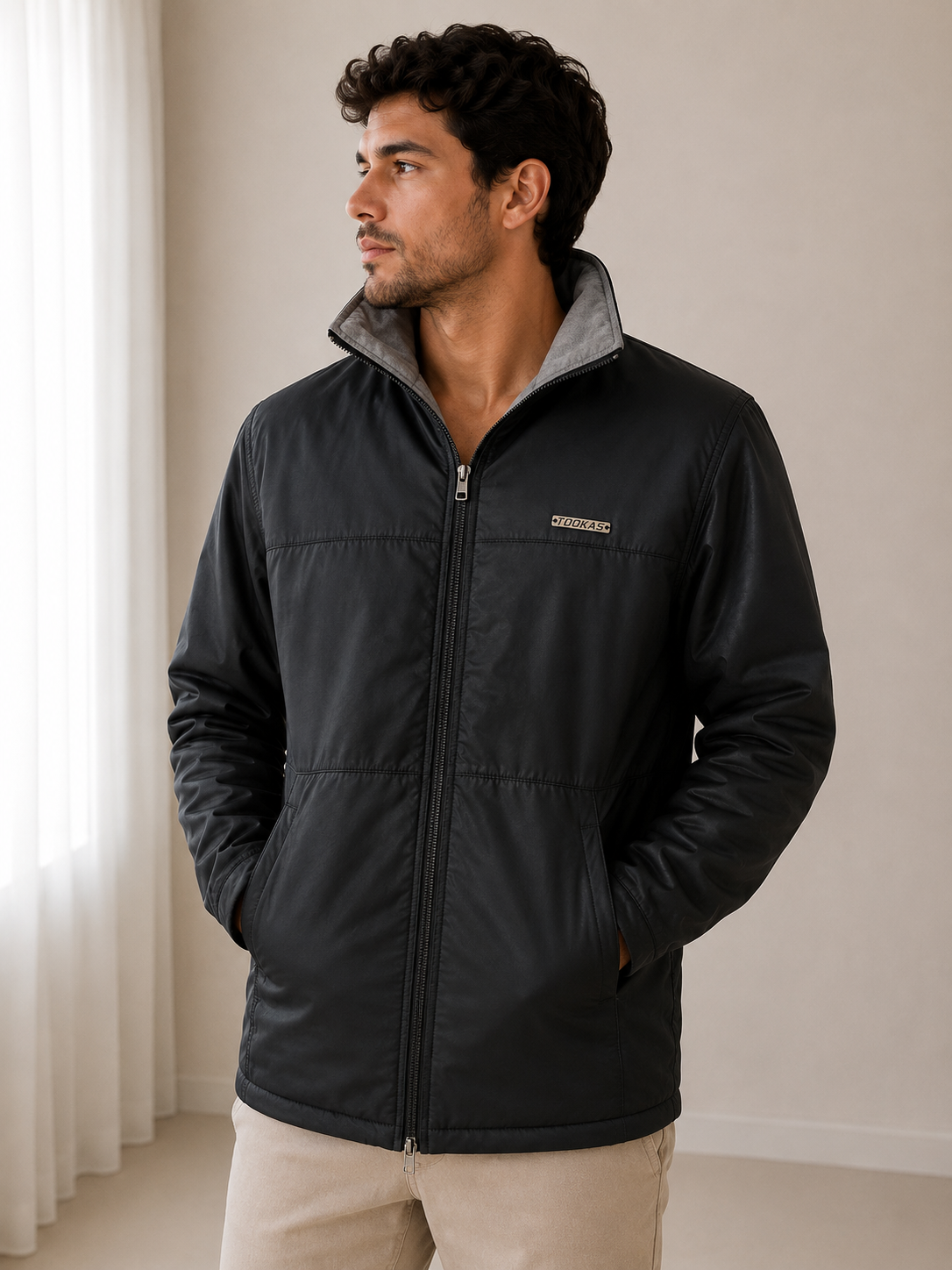 jaqueta masculina reversível tookas jaqueta masculina reversível tookas